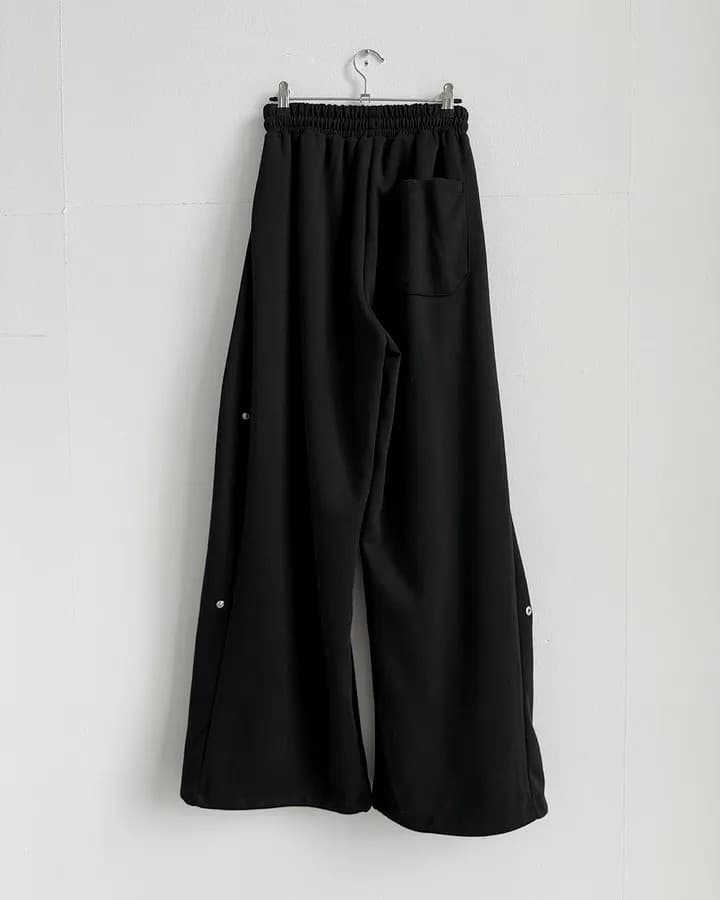 은 버클 v Pleat 허리밴드 넓은 다리 훈련 바지 상세 이미지 58