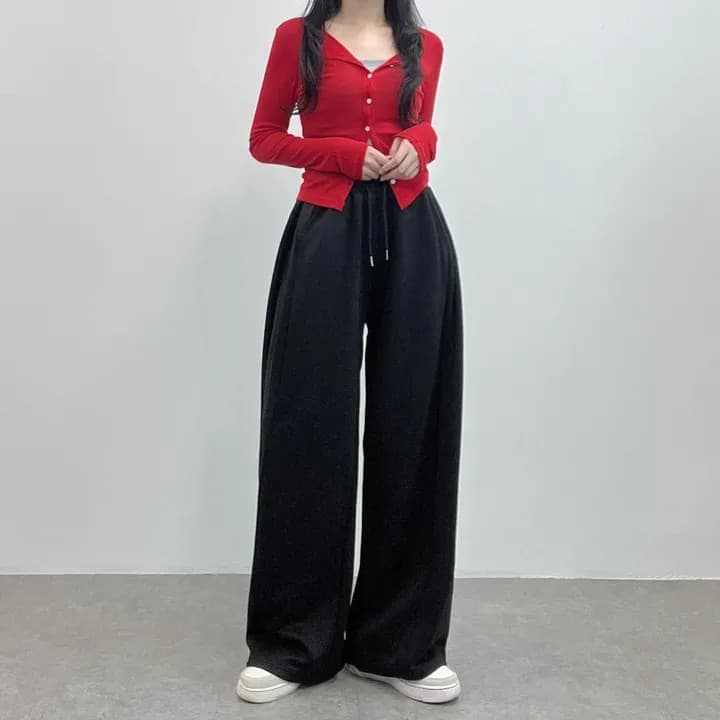 측면 트임 롱 코트 넓은 다리 조거 바지 상세 이미지 20