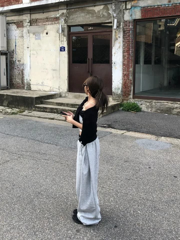 배색 하이웨이스트 조거 운동 바지 상세 이미지 35