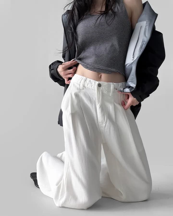 2xl 세 사이즈 혼입 도루 센스 tencel 길다 와이드 레그 팬츠 상세 이미지 12