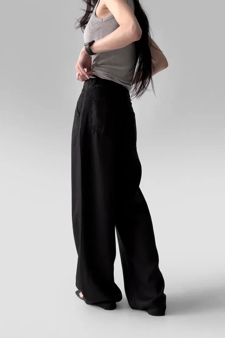 2xl 세 사이즈 혼입 도루 센스 tencel 길다 와이드 레그 팬츠 상세 이미지 41