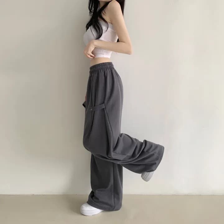 단 니켈 측면 언론 새로운 더블 색상 폴딩 풍선 길다 넓은 다리 훈련 바지 상세 이미지 9