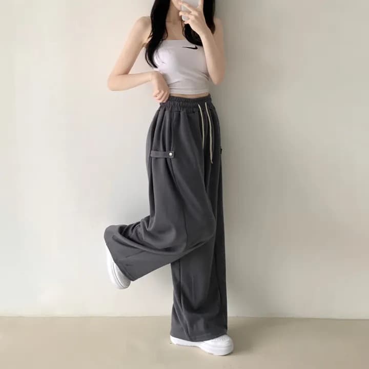 단 니켈 측면 언론 새로운 더블 색상 폴딩 풍선 길다 넓은 다리 훈련 바지 상세 이미지 12
