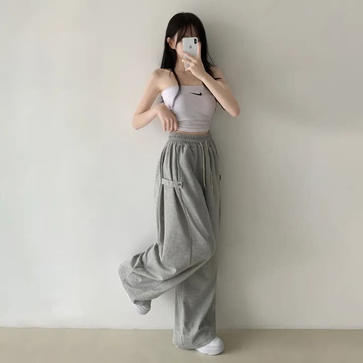 단 니켈 측면 언론 새로운 더블 색상 폴딩 풍선 길다 넓은 다리 훈련 바지 상세 이미지 19