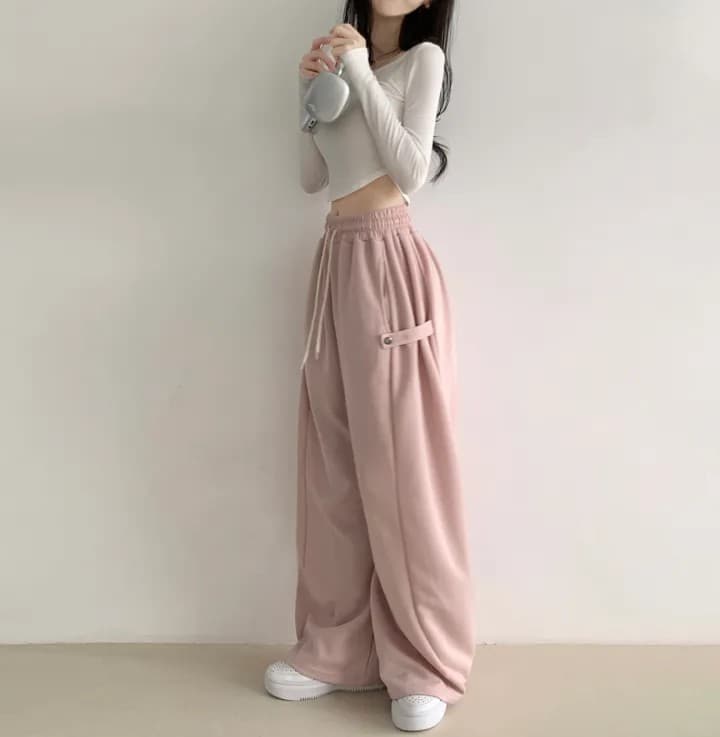 단 니켈 측면 언론 새로운 더블 색상 폴딩 풍선 길다 넓은 다리 훈련 바지 상세 이미지 29