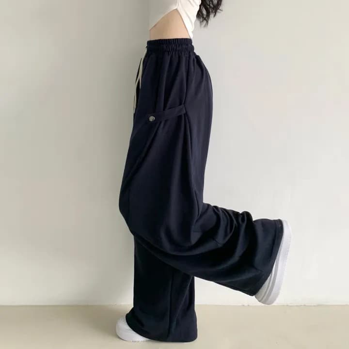 단 니켈 측면 언론 새로운 더블 색상 폴딩 풍선 길다 넓은 다리 훈련 바지 상세 이미지 40
