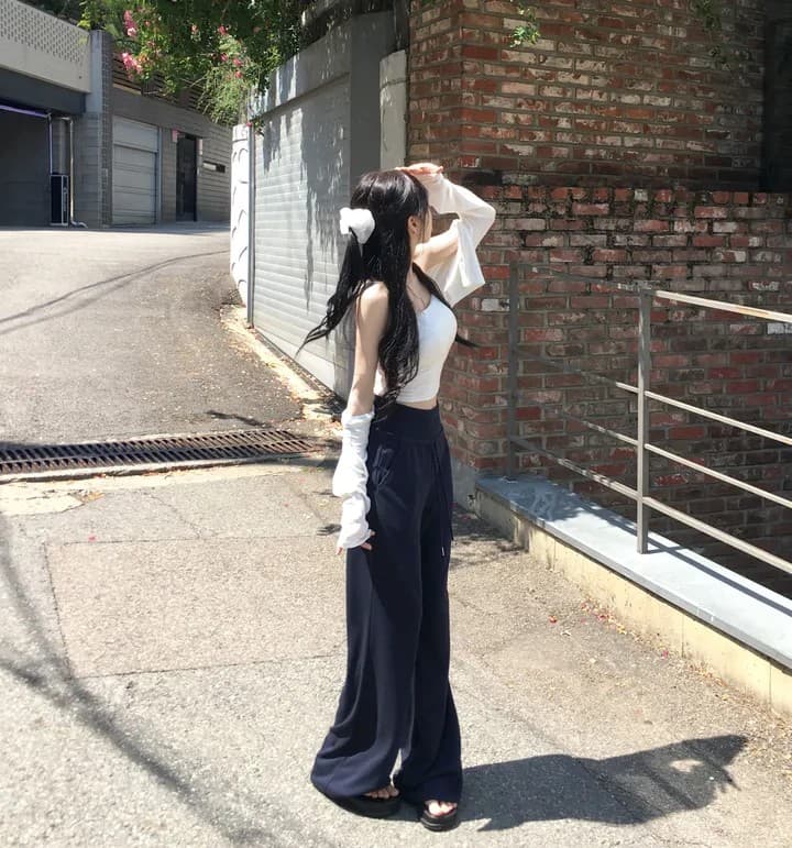 공기 인터넷 하이웨이스트 허리 긴 바지 여름 새로운 상세 이미지 34