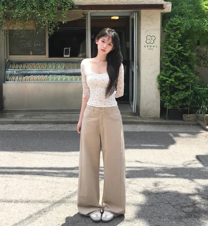 여름 넓은 다리 면 바지 짧은 중간 길이 선택 사항 상세 이미지 26