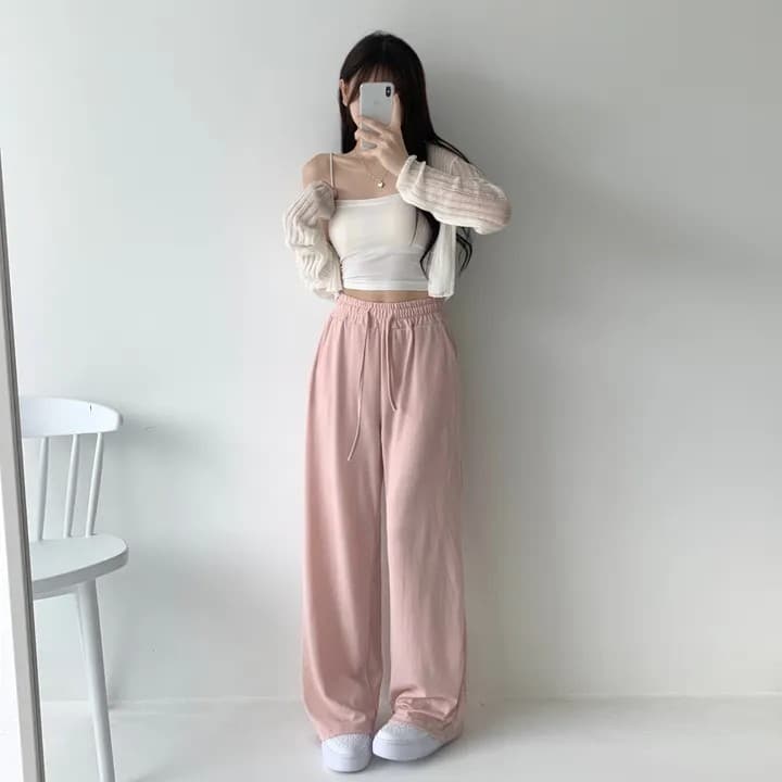 얇은 뼈 넓은 짧은 길이 도루 가을 와이드 3층 밴딩 긴 바지 훈련 바지 상세 이미지 7