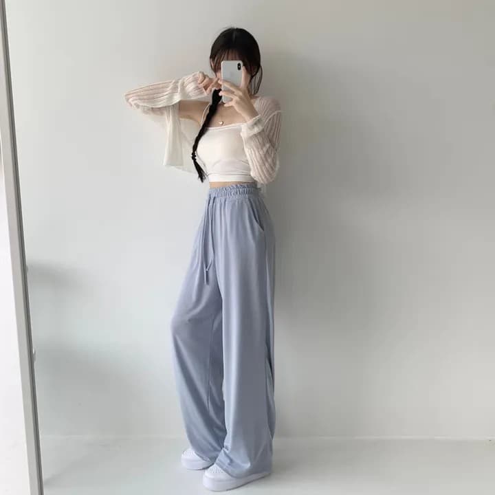 얇은 뼈 넓은 짧은 길이 도루 가을 와이드 3층 밴딩 긴 바지 훈련 바지 상세 이미지 23