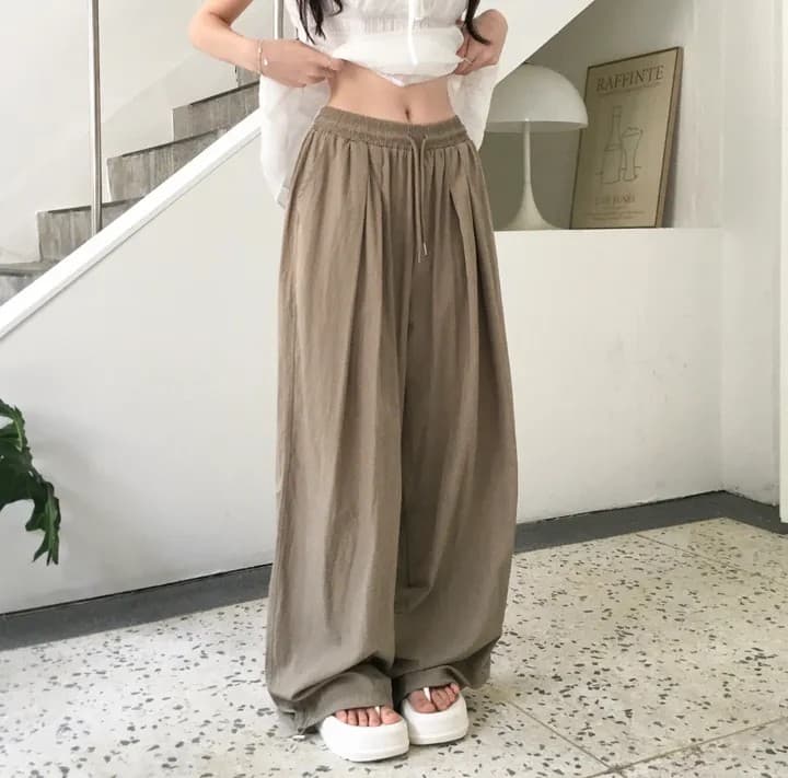 슬림해 보이는 섹션 태국 사람 린 도루 가을 센스 나일론 온도 하강 조거 넓은 다리 훈련 바지 상세 이미지 12