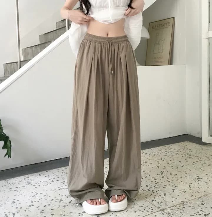슬림해 보이는 섹션 태국 사람 린 도루 가을 센스 나일론 온도 하강 조거 넓은 다리 훈련 바지 상세 이미지 20