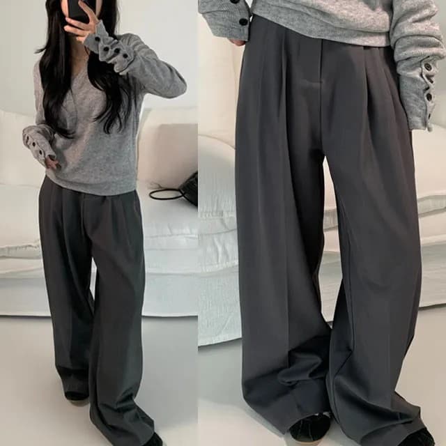 여름 롱 코트 측면 밴딩 와이드 레그 팬츠 3xl