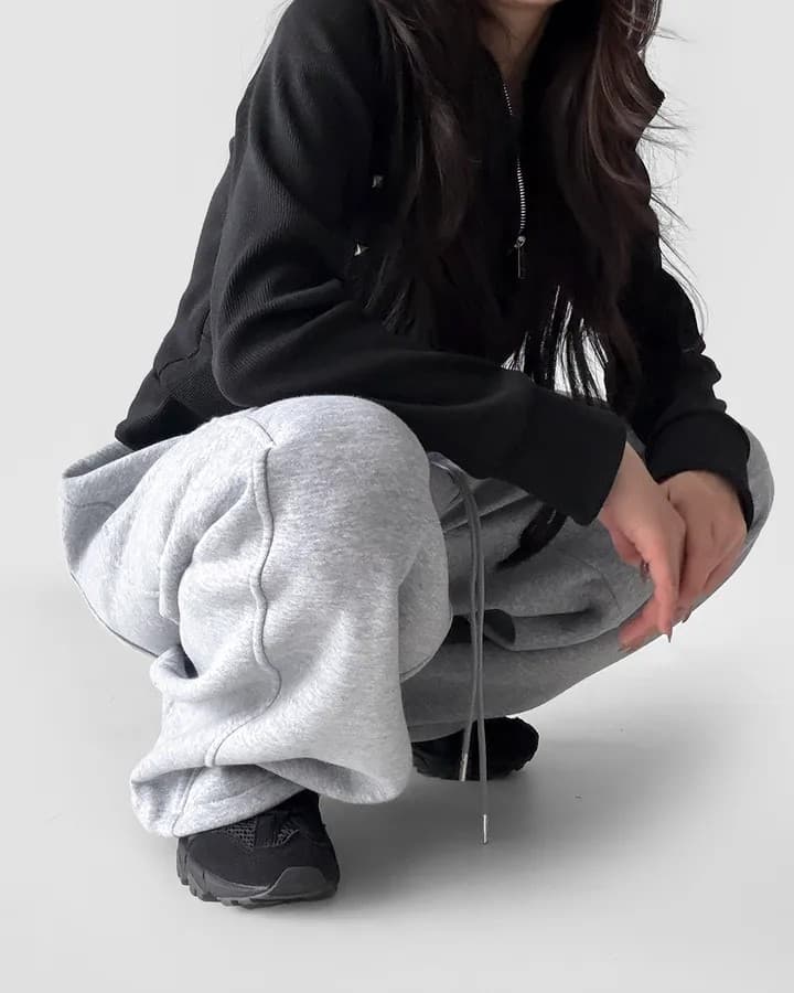 털이 있는 구름 센스 넓은 다리 길이 바지 훈련 바지 XL 상세 이미지 45