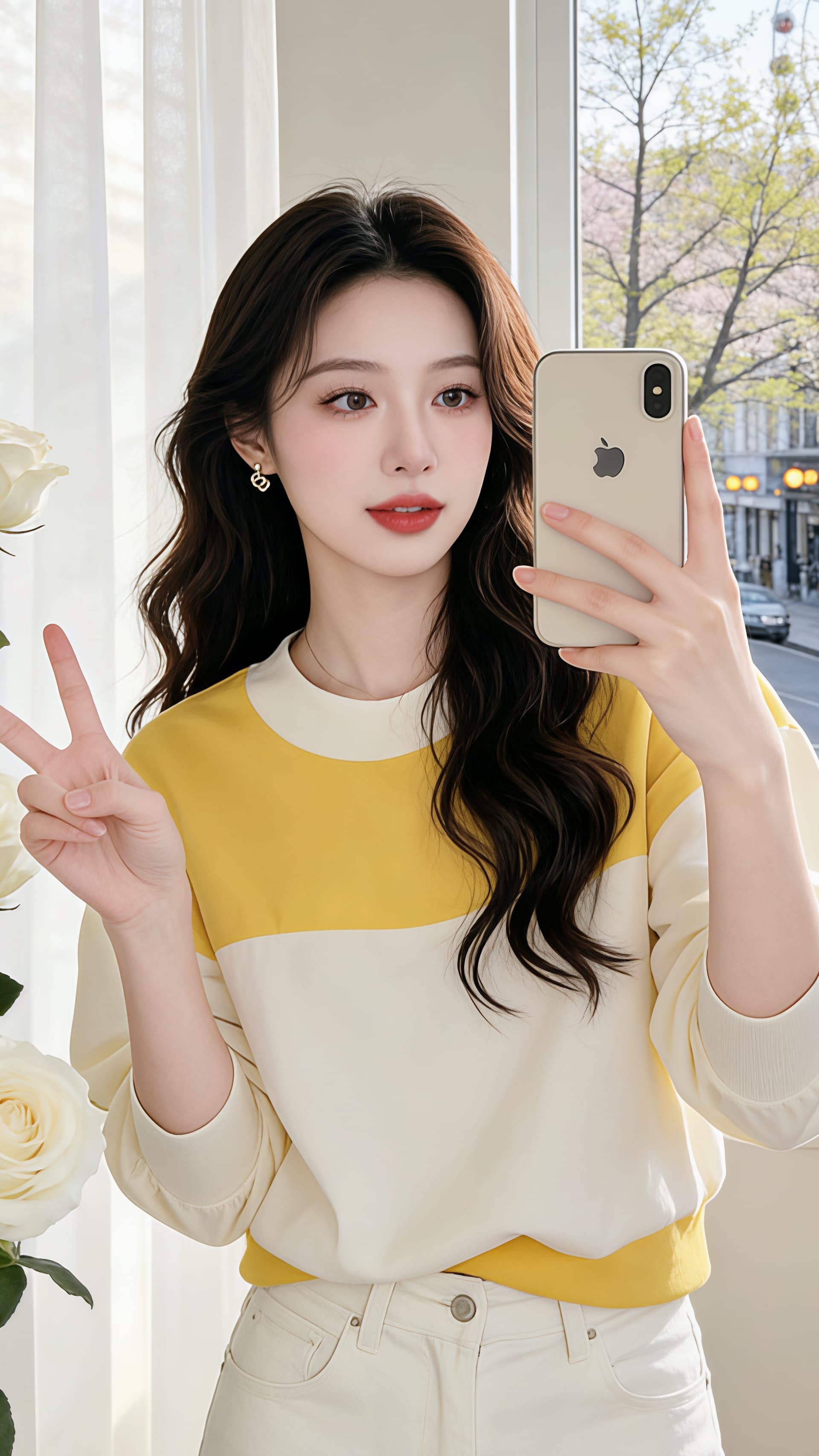 실사 봄 가을 고유 한 Chic 루즈핏 느긋한 바람 황색 얇은 스타일 후드티 여성 디자인 센스 작은 대중 슈퍼 잘 생긴 맨위 이미지 3