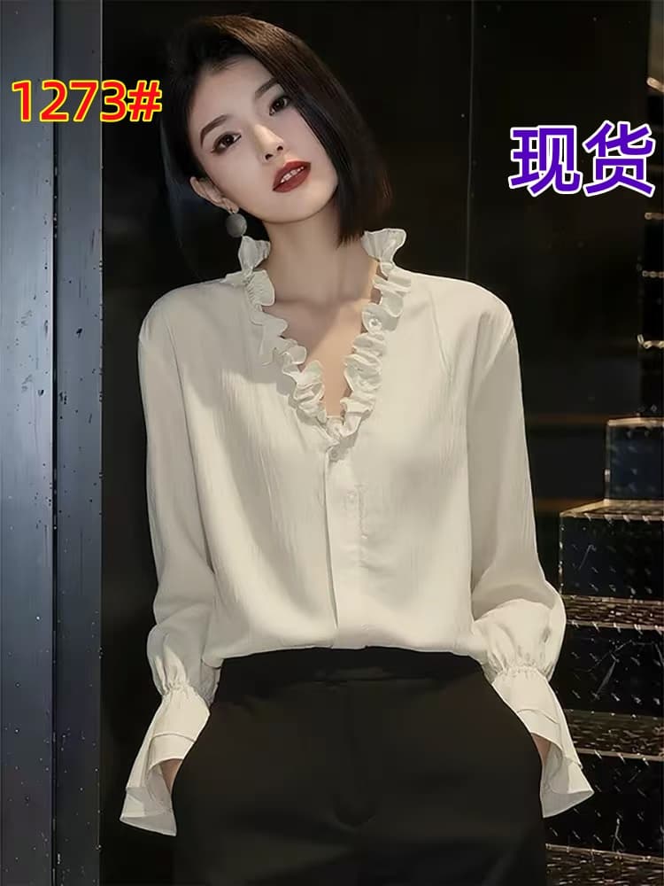 슈퍼 잘 생긴 익스트림 제인 바람 쌀 살구 색상 벌룬 소매 여성 셔츠 2026 년 새로운 출퇴근 세련된 다용도 단추 맨위