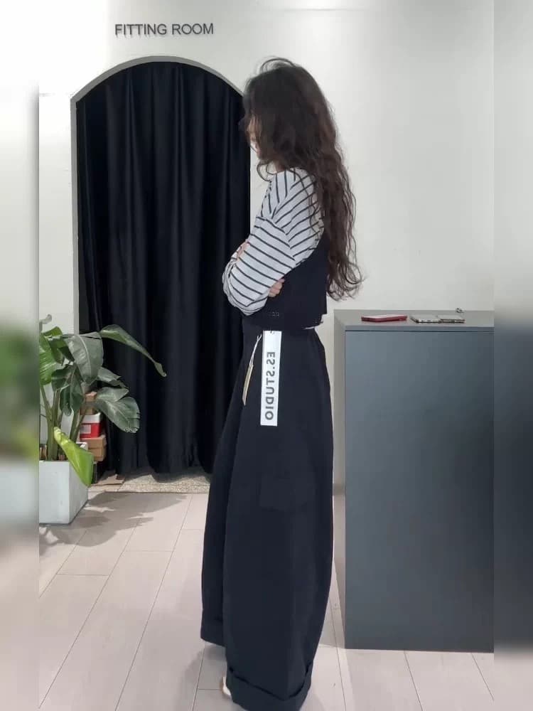 한 부서 chic 스트라이프 페이크 레이어드 긴팔 티셔츠 여성 2025 가을 새로운 패션 연령 감소 싱글 착용 쇼트 스타일 맨위 상세 이미지 2