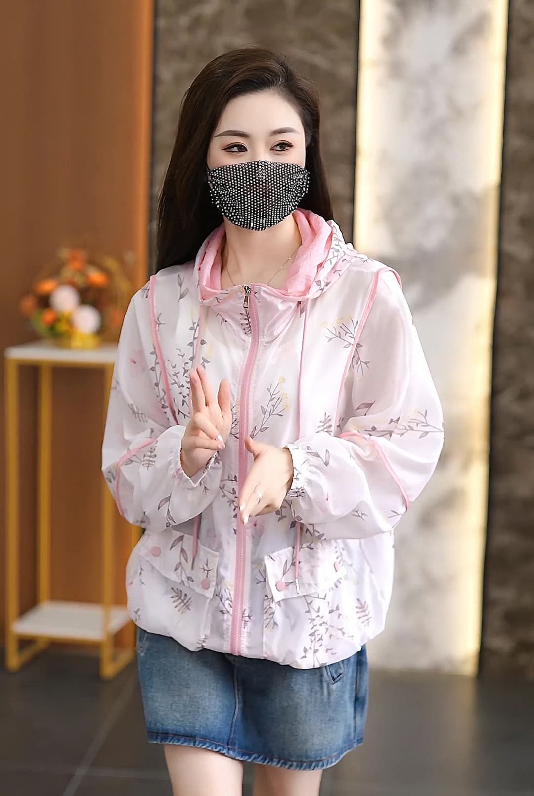 프린트 얼음 실크 자외선 차단 외투 2026 여름 새로운 고급 센스 루즈핏 후드 통기성 자외선 차단 오픈 가디건 상세 이미지 4