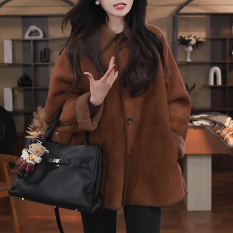 2026 새로운 단추 디자인 센스 긴팔 면 의류 여성 작은 대중 외국 가스 디자인 센스 슬림해 보이는 다용도 트렌드 옷 상세 이미지 3