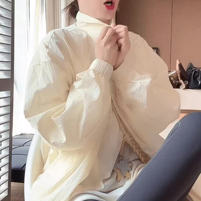작은 대중 고급 센스 착용 가져 가라. 2026 봄 가을 한 부서 패션 루즈핏 느긋한 바람 다용도 외국 가스 이중층 재킷 이미지 3