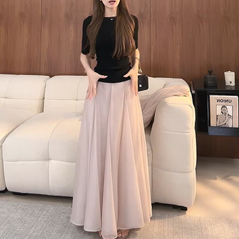 2026 봄 여름 새로운 패션 미니멀리즘 자이언트 잘 생긴 인터넷 유명인 같은 단락 우아함 다용도 트렌드 루즈핏 슬림해 보이는 반신 스커트 상세 이미지 5