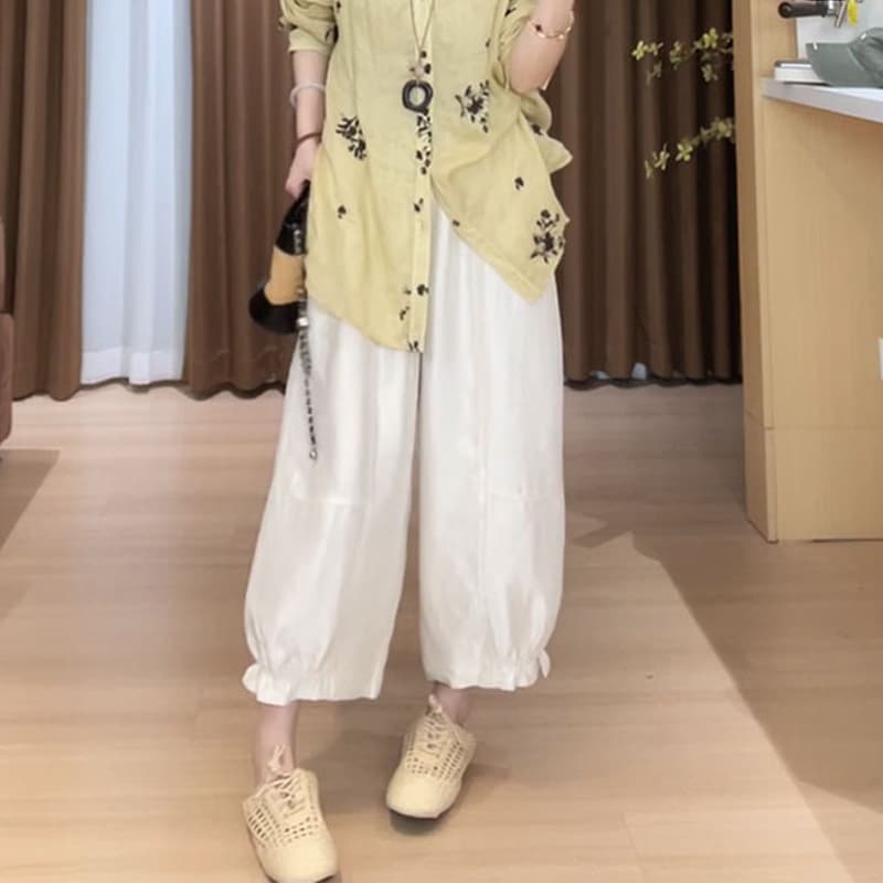다용도 디스플레이 화이트 넓은 다리 캐주얼 바지 여자 2026 여름 새로운 루즈핏 핏 스타일 일상 거리 밖 편안함 느슨함 센스 상세 이미지 4