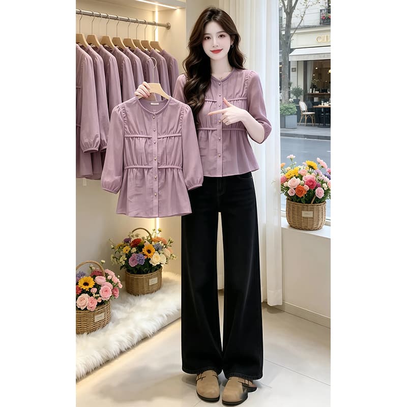 프랑스식 품격 핀치 Pleat 디자인 센스 반팔 여성 셔츠 2026 여름 새로운 트렌드 달콤함 슬림해 보이는 외국 가스 맨위 상세 이미지 6