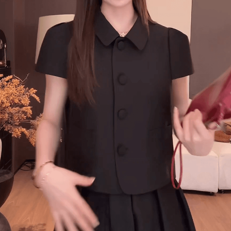 품격 연령 감소 패션 캐주얼 재킷 2026 여름 새로운 반팔 맨위 작은 키 루즈핏 다용도 슬림해 보이는 여성 상세 이미지 2