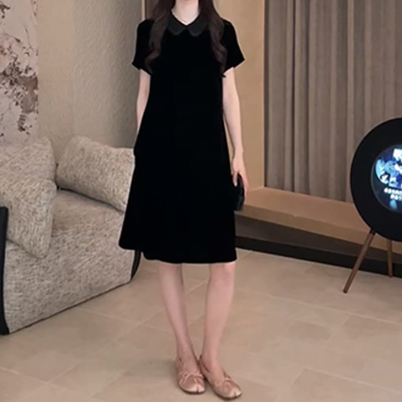 향기로운 듀오 프랑스식 레트로 POLO 칼라 2026 여름 새로운 자수 자수 캐주얼 슬림해 보이는 다용도 드레스 이미지 2