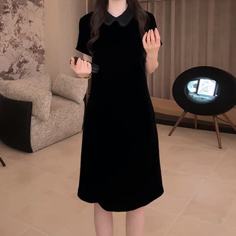 향기로운 듀오 프랑스식 레트로 POLO 칼라 2026 여름 새로운 자수 자수 캐주얼 슬림해 보이는 다용도 드레스 이미지 4