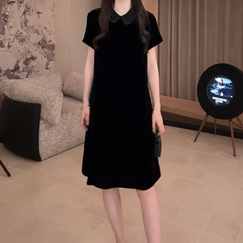 향기로운 듀오 프랑스식 레트로 POLO 칼라 2026 여름 새로운 자수 자수 캐주얼 슬림해 보이는 다용도 드레스 상세 이미지 3