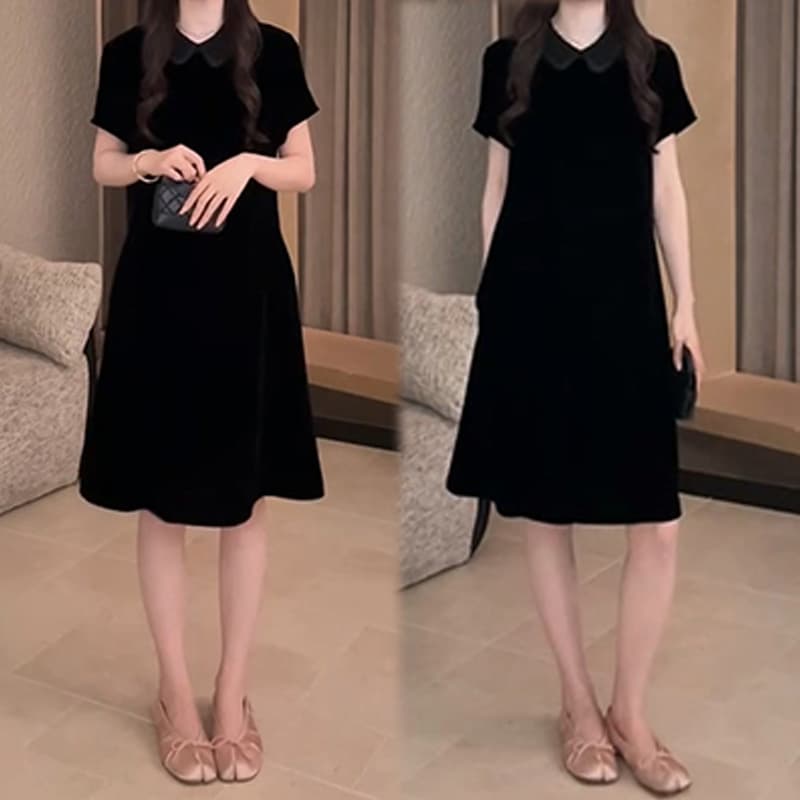 향기로운 듀오 프랑스식 레트로 POLO 칼라 2026 여름 새로운 자수 자수 캐주얼 슬림해 보이는 다용도 드레스