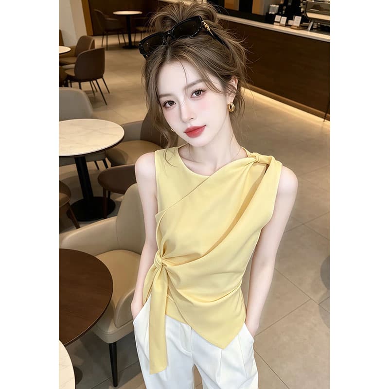 향기로운 듀오 Chic 고유 한 잘 생긴 셔츠 여성 2026 여름 새로운 민소매 디자인 맨위 상세 이미지 4