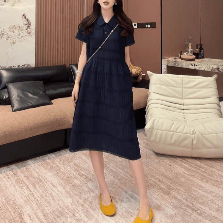 향기로운 듀오 2026 여름 새로운 피아노 Pleat 베이비 칼라 허리 수축 슬림해 보이는 드레스 고급 센스 다용도 패션 트렌드 상세 이미지 3