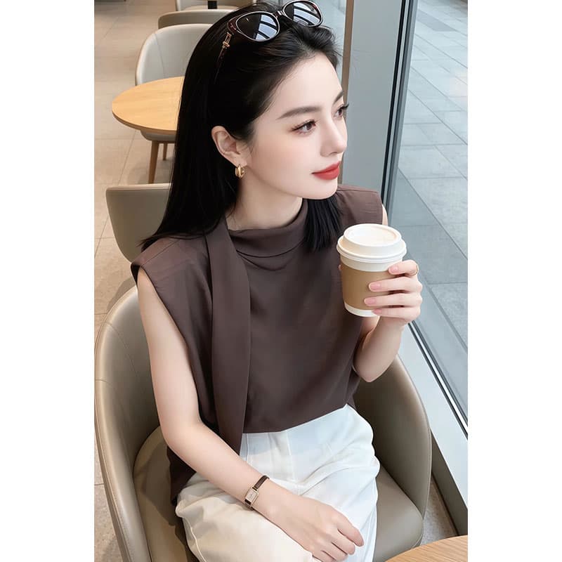 패션 디자인 센스 리본 디자인 여성 셔츠 2026 여름 새로운 연령 감소 다용도 느긋한 센스 트렌드 셔츠 상세 이미지 4
