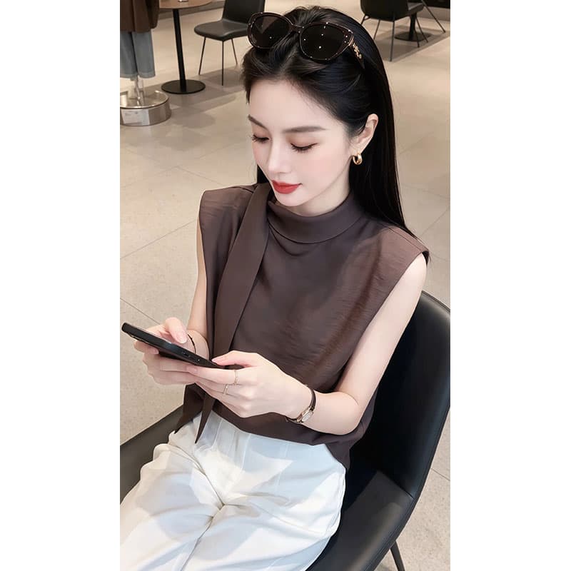 패션 디자인 센스 리본 디자인 여성 셔츠 2026 여름 새로운 연령 감소 다용도 느긋한 센스 트렌드 셔츠 상세 이미지 5