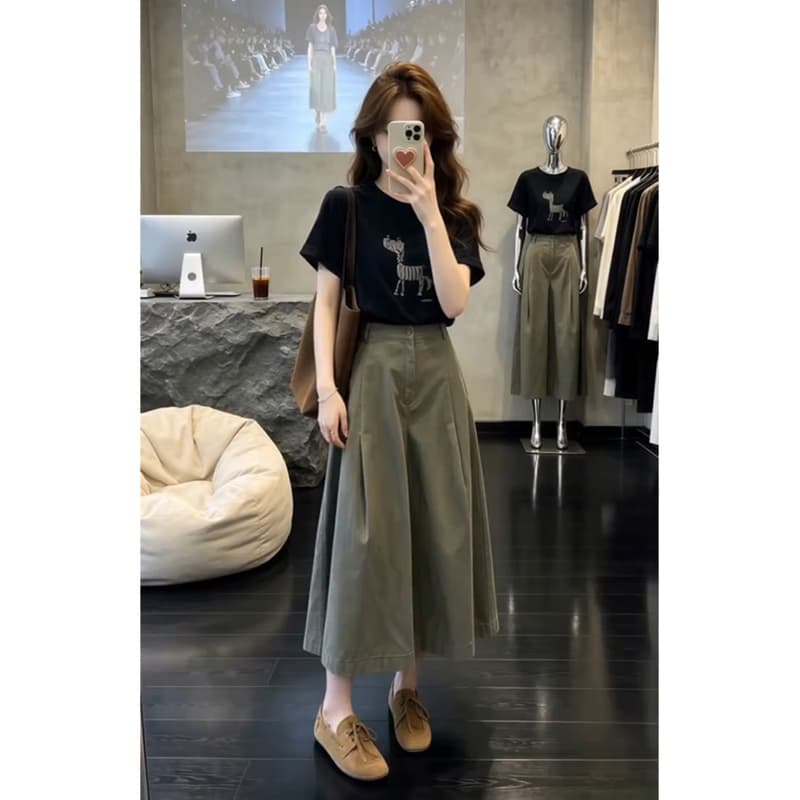 향기로운 듀오 한 부서 익스트림 제인 캐주얼 세트 슬림해 보이는 맨위 표지 넓적 다리 도루 센스 워크웨어 중간 길이 스커트 2026 새로운 다용도 상세 이미지 2