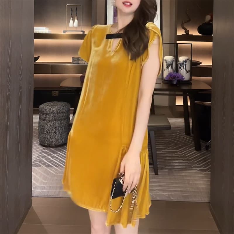 여름 새로운 프랑스식 나비 매듭 패치워크 빛 럭셔리 작은 대중 고급 센스 여성 드레스 2026 트렌드 슬림해 보이는 치마 이미지 4