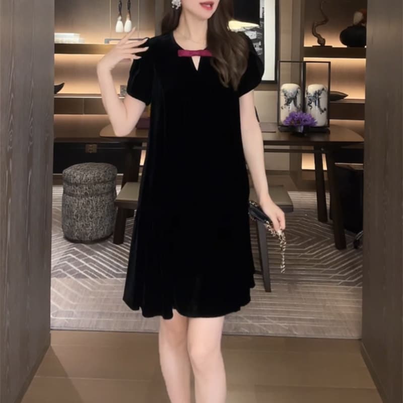 여름 새로운 프랑스식 나비 매듭 패치워크 빛 럭셔리 작은 대중 고급 센스 여성 드레스 2026 트렌드 슬림해 보이는 치마 상세 이미지 3
