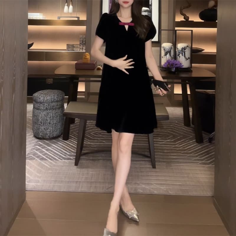 여름 새로운 프랑스식 나비 매듭 패치워크 빛 럭셔리 작은 대중 고급 센스 여성 드레스 2026 트렌드 슬림해 보이는 치마 상세 이미지 5