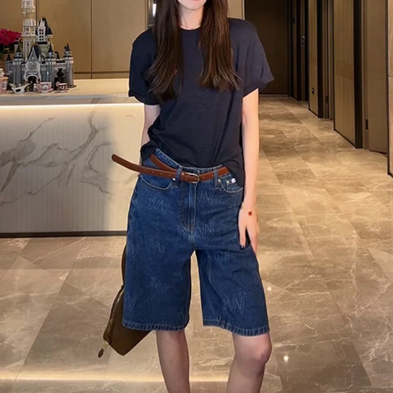 패션 세트 미니멀리즘 출퇴근 반팔 티셔츠 루즈핏 다용도 반바지 두 조각 여성 세트 2026 여름 작은 대중 세트 이미지 4