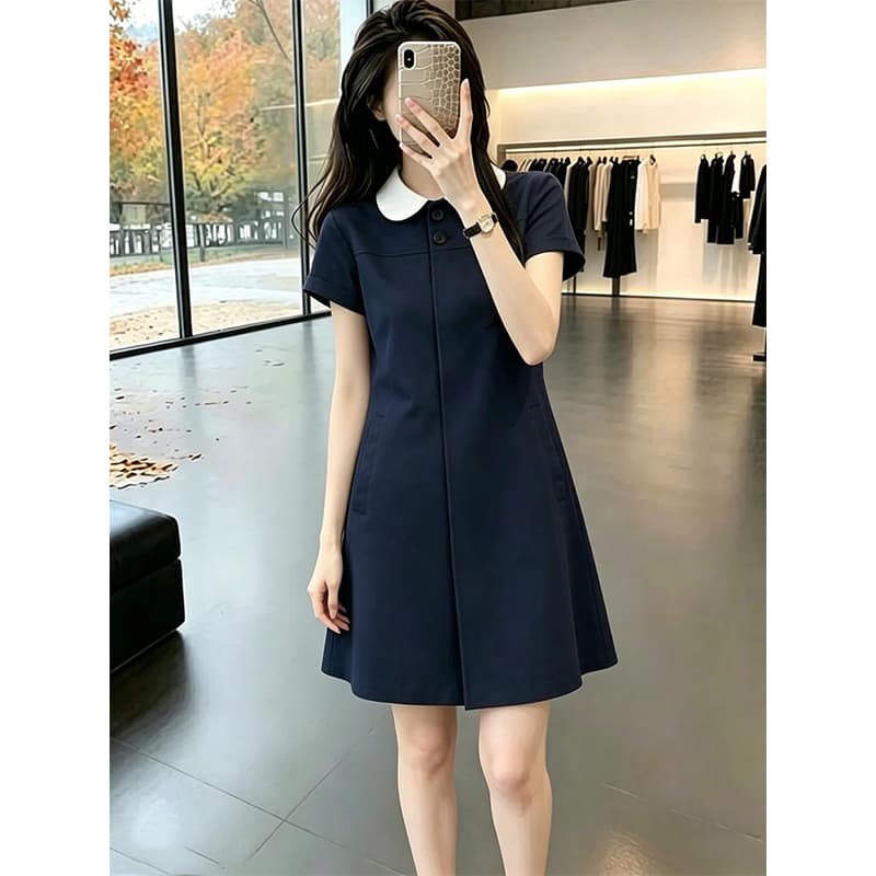 프랑스식 작은 키 품격 연령 감소 슬림해 보이는 여성 드레스 귀여운 베이비 칼라 부드러운 바람 출퇴근 다용도 짧은 치마 상세 이미지 5