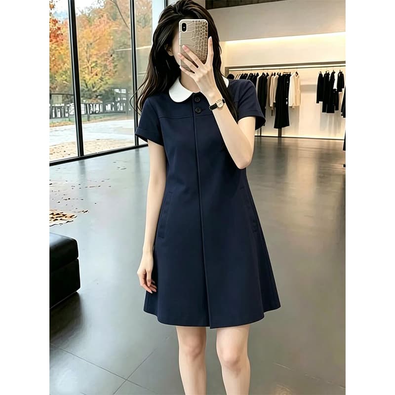 프랑스식 작은 키 품격 연령 감소 슬림해 보이는 여성 드레스 귀여운 베이비 칼라 부드러운 바람 출퇴근 다용도 짧은 치마 상세 이미지 6