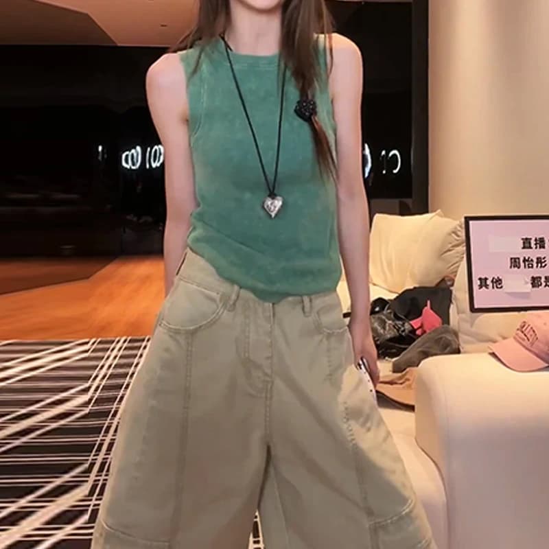 한 부서 단색 디자인 센스 민소매 조끼 여성 2026 여름 새로운 트렌드 미니멀리즘 바람 트렌드 슬림해 보이는 맨위 상세 이미지 5