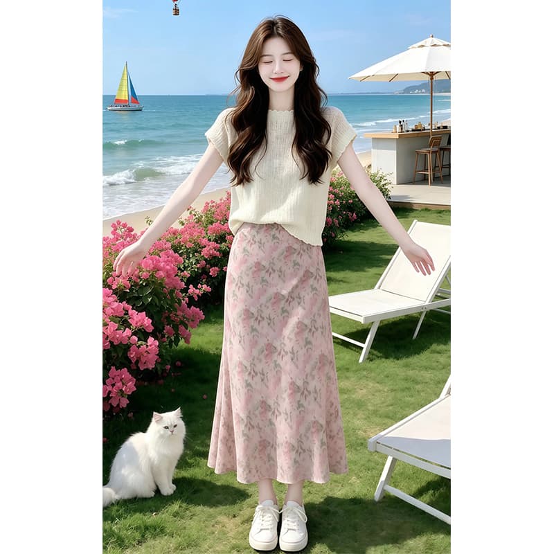 문예 바람 프랑스식 레트로 맨위 반신 치마 세트 여성 2026 새로운 슬림해 보이는 다용도 일상 품격 투피스 세트 이미지 5