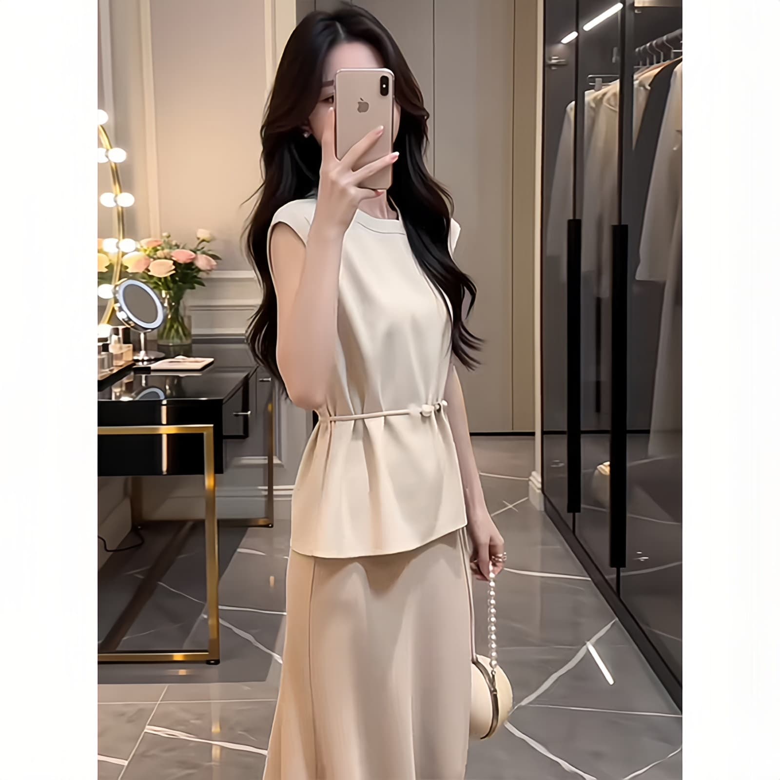 로얄 자매 품격 전체 집합 ootd 착용 가져 가라. 세트 여성 여름 2026 새로운 작은 키 고급 센스 두 조각 치마 이미지 4