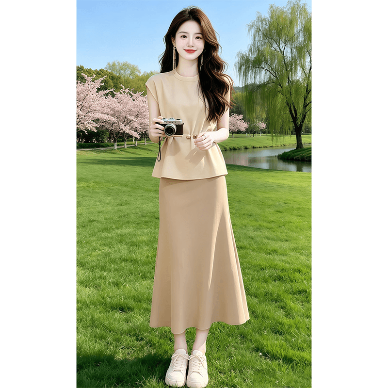 로얄 자매 품격 전체 집합 ootd 착용 가져 가라. 세트 여성 여름 2026 새로운 작은 키 고급 센스 두 조각 치마 상세 이미지 4