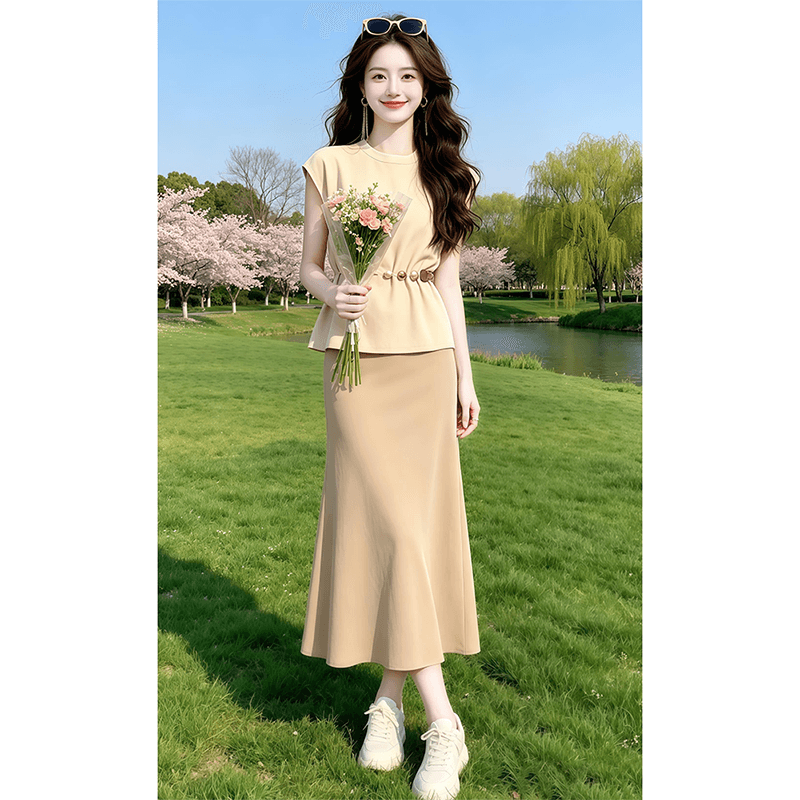로얄 자매 품격 전체 집합 ootd 착용 가져 가라. 세트 여성 여름 2026 새로운 작은 키 고급 센스 두 조각 치마 상세 이미지 6