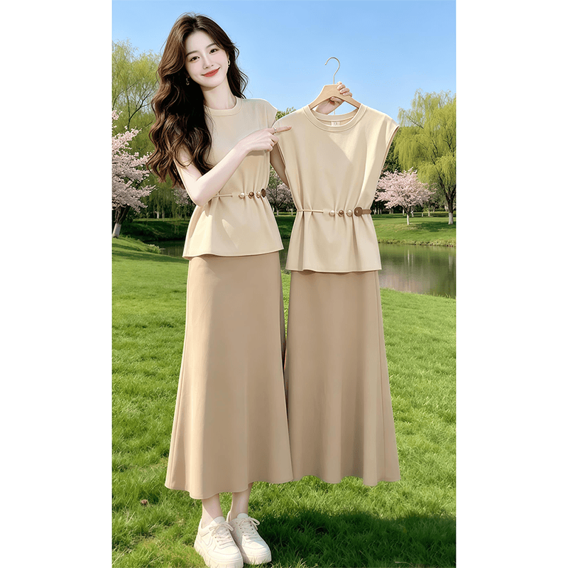 로얄 자매 품격 전체 집합 ootd 착용 가져 가라. 세트 여성 여름 2026 새로운 작은 키 고급 센스 두 조각 치마 상세 이미지 3