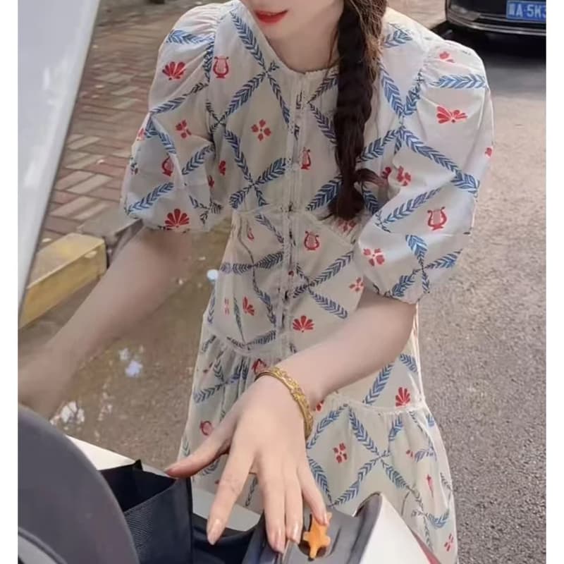 한 부서 트렌드 배색 디자인 센스 여성 드레스 2026 여름 새로운 패션 연령 감소 품격 트렌드 옷 상세 이미지 2